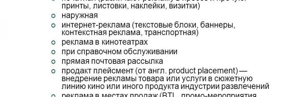 Виды Рекламы